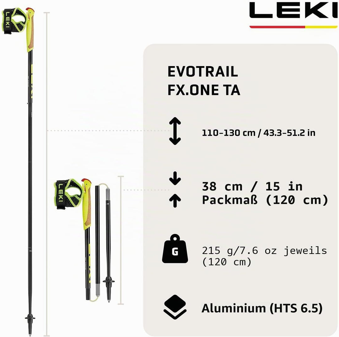 LEKI Evotrail FX.One TA Trailrunning Stöcke Damen &amp; Herren | Aluminium &amp; faltbar | Fixlänge | Ultral