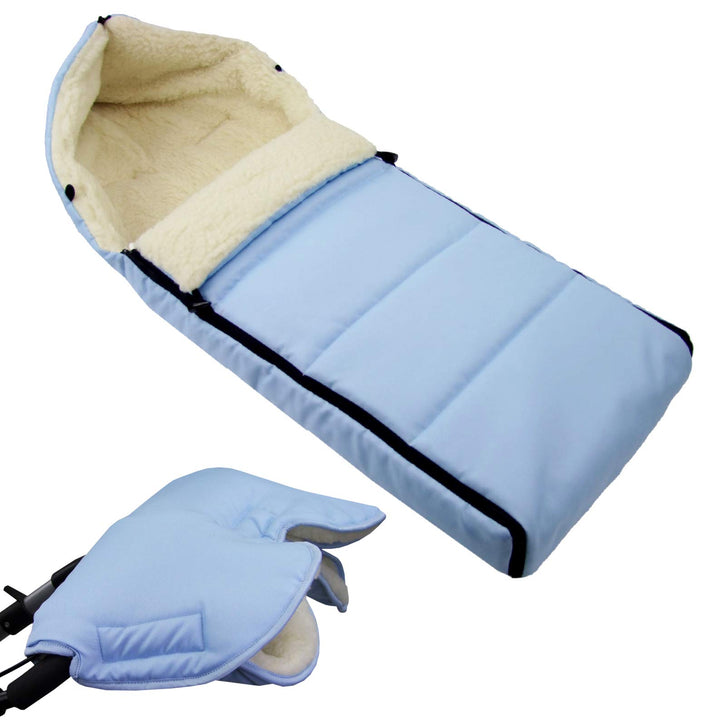 BAMBINIWELT KOMBI-ANGEBOT Muff + Winterfusssack 108cm - aus Lammwolle für Kinderwagen, Buggy, Radanh