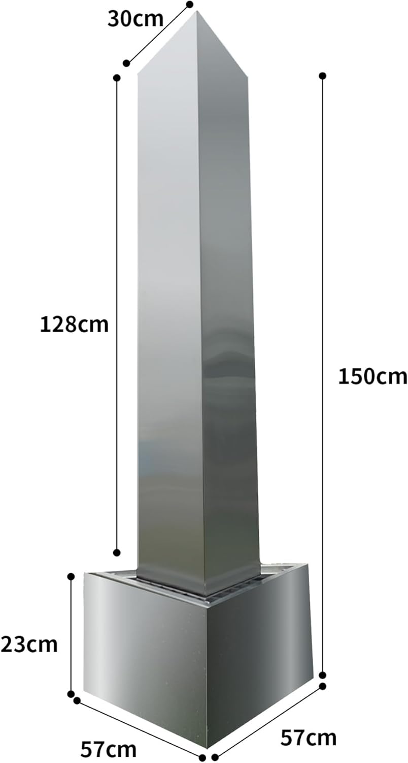 Köhko® Dreieckige Säule H150cm mit integrierte LED-Beleuchtung auf Dreieckige Edelstahl Becken Matte