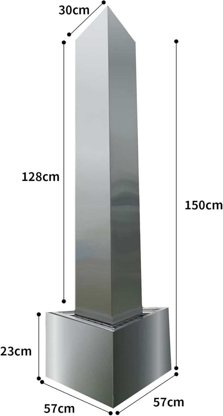 Köhko® Dreieckige Säule H150cm mit integrierte LED-Beleuchtung auf Dreieckige Edelstahl Becken Matte