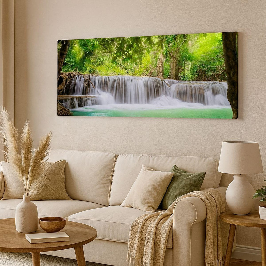 Wandbilder Dekoration Wohnzimmer Wasser Park Natur Landschaft Panorama Bilder auf Leinwand 120x50cm