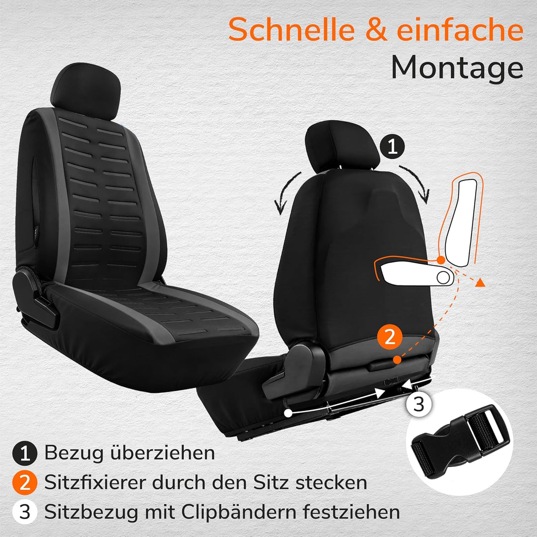 Upgrade4cars Autositzbezüge Set Universal Version 2026 | Auto-Schonbezüge für die Vordersitze & Rück