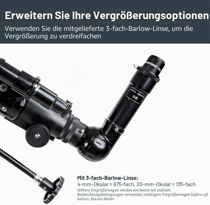 Celestron 21048 PowerSeeker 80EQ Refraktor-Teleskop - mit Zwei Okularen, seitenrichtigem Spiegel, Ei
