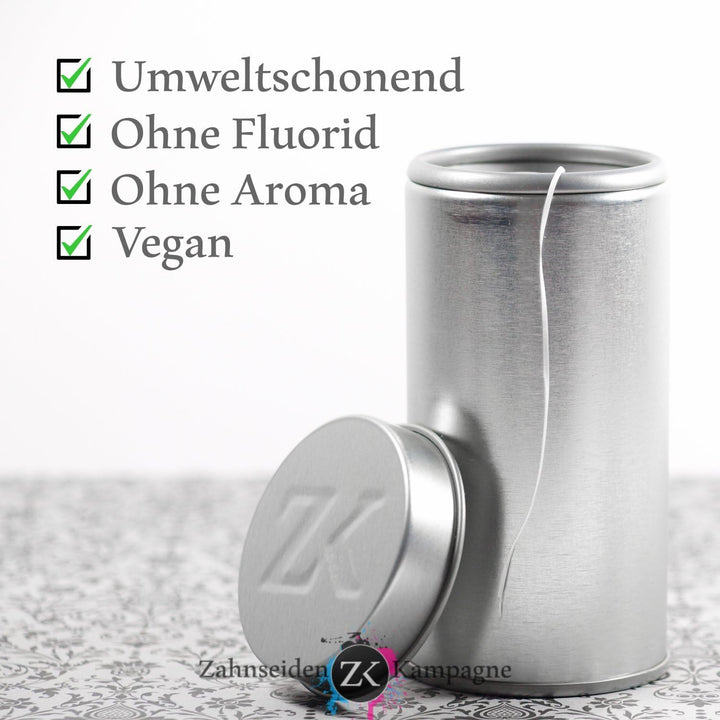 Zahnseidenkampagne Vegane PTFE Premium Zahnseide ungewachst (2x 500m Spule + Spender) 2 X 500 M + Do