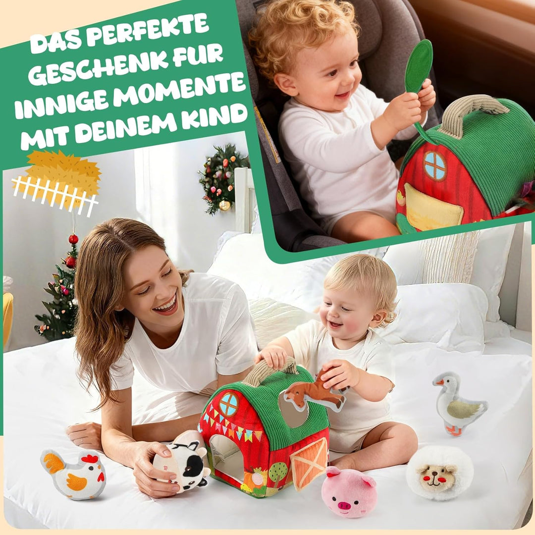 URMYWO Baby Spielzeug 6-12 Monate, Bauernhof Montessori Sensorik Spielzeug mit Bauernhoftieren, Sche