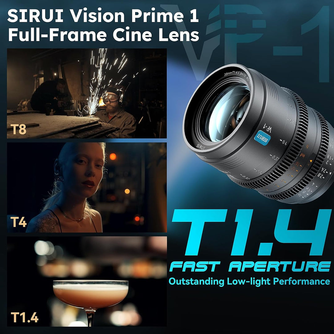 SIRUI VP-1 Vision Prime 1 T1.4 Vollformat-Cine-Objektivset, 35mm Kinoobjektiv mit manuellem Fokus un