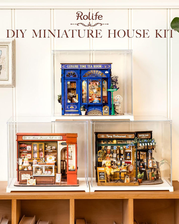Rolife Puppenhaus Freizeit Teezimmer DIY Miniatur Haus Kit Mit Lichtern Puppenhaus Kits Freizeit Tee