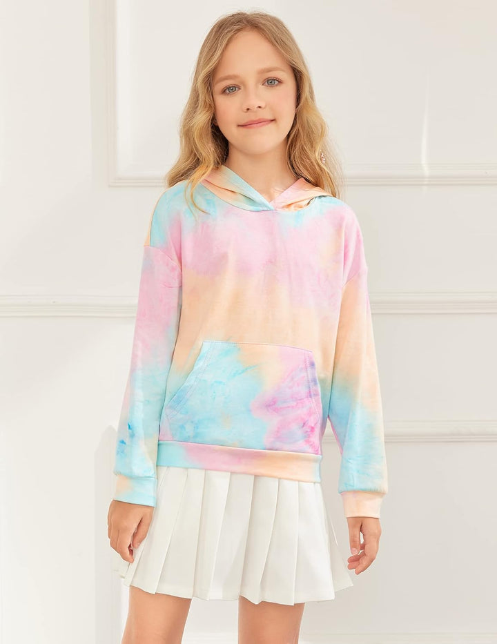 Arshiner Mädchen Hoodie Batik Kinder Pullover Freizeit Mode Sweatshirt mit Kapuze Herbst Winter Lang