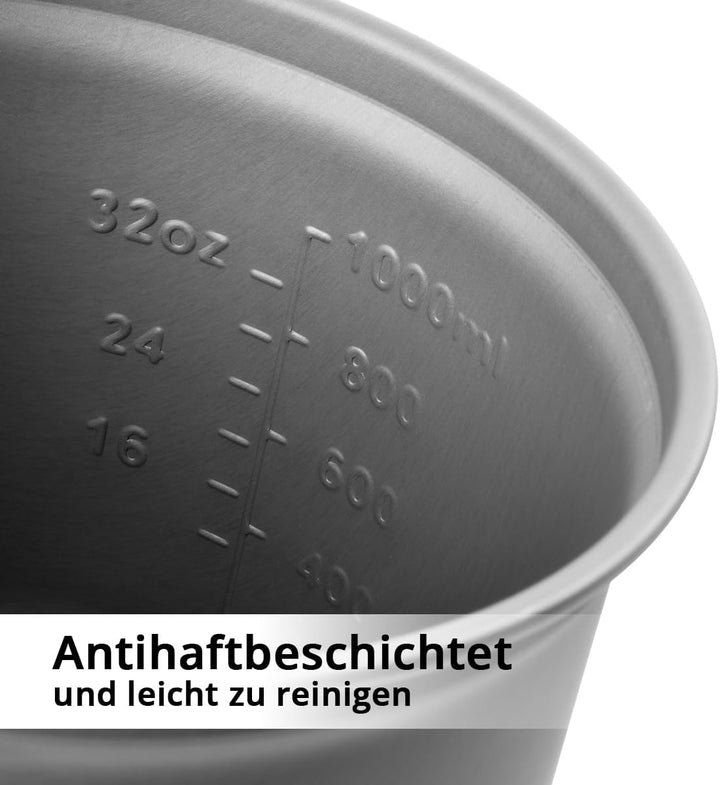 STAHLWERK Camping Kochtopf-Set 4-teilig aus Aluminium, Outdoor Kochgeschirr mit Antihaftbeschichtung