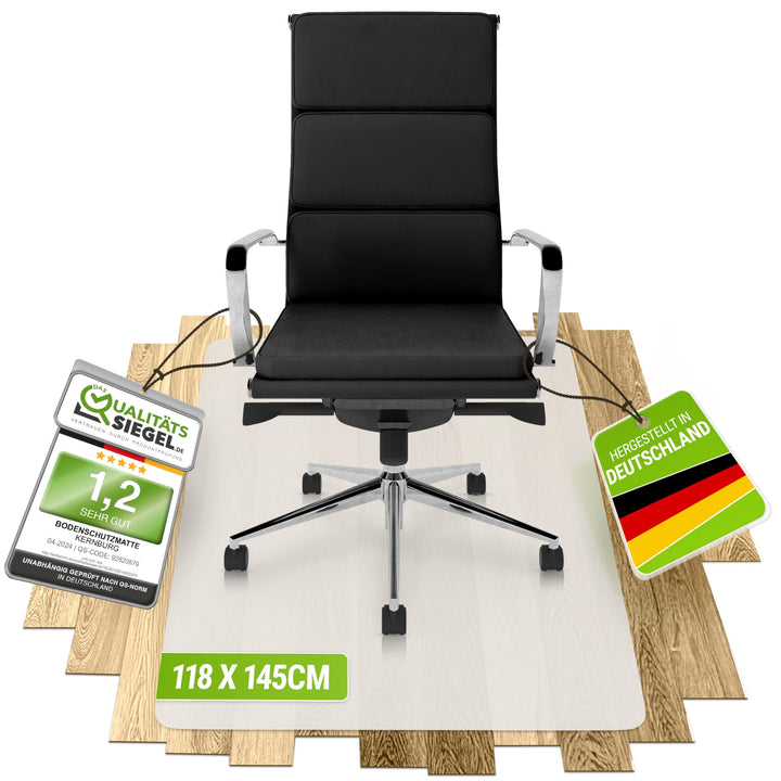 Bodenschutzmatte für Bürostühle – transparente Schreibtischstuhl-Unterlage für Laminat, Parkett & Fl