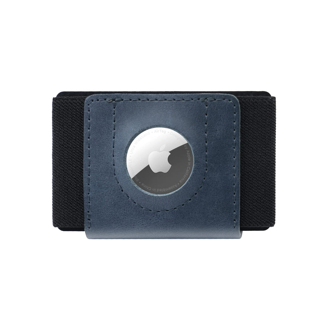 FIXED Smart Wallet für AirTag | Ledergeldbörse | Handgenäht in Tschechien (Tiny, Blau) Tiny Blau, Ti