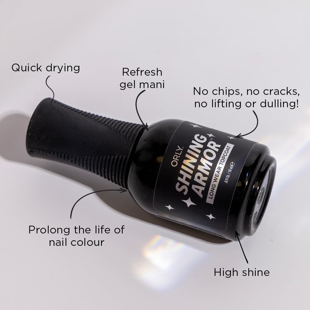 ORLY Premium Shining Armor Nagelüberlack 18ml – schnelltrocknender Topcoat für extra Halt, brillante