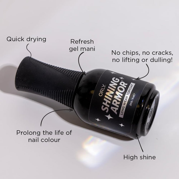 ORLY Premium Shining Armor Nagelüberlack 18ml – schnelltrocknender Topcoat für extra Halt, brillante