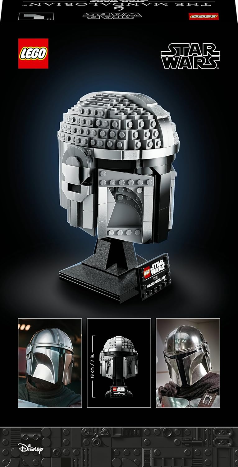 LEGO 75328 Star Wars Der Mandalorianer Helm Bausatz, Display Sammlerstück Deko-Set für Erwachsene, M