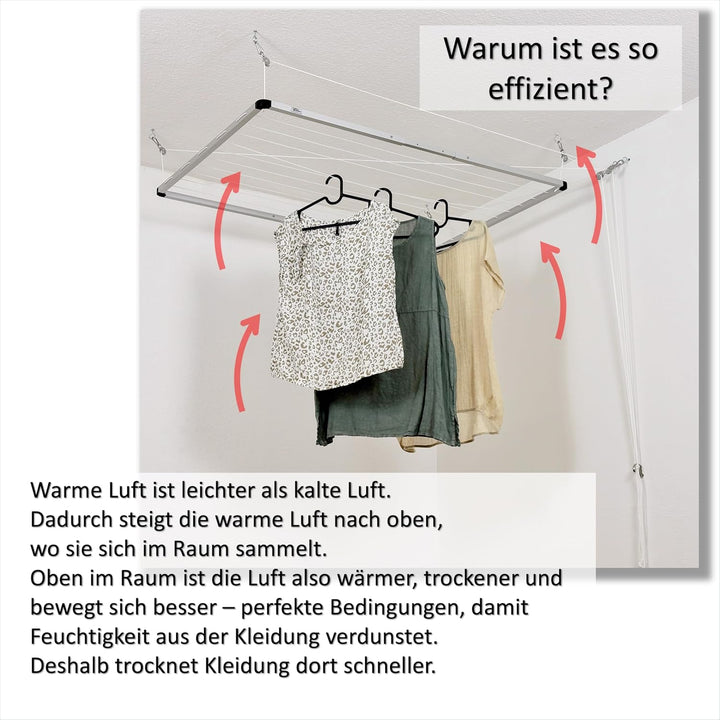 Flex UP Deckenwäscheständer - Deckentrockner ausziehbar - Wäscheständer für die Decke – für Badewann