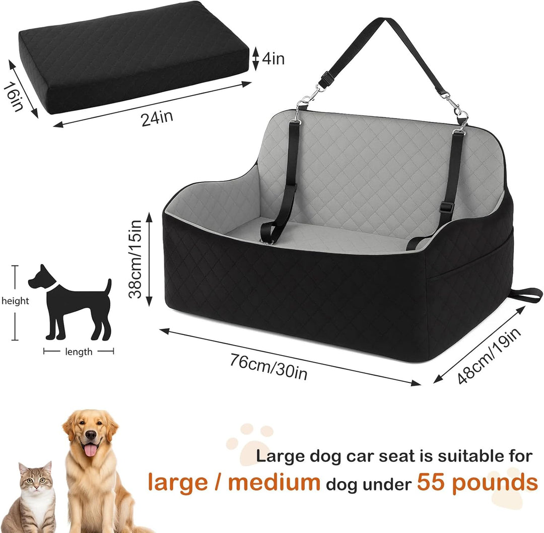 Hunde Autositz für grosse & mittelgrosse Hunde bis 25 kg | Autositze mit Dicker Polsterung, Sicherhe