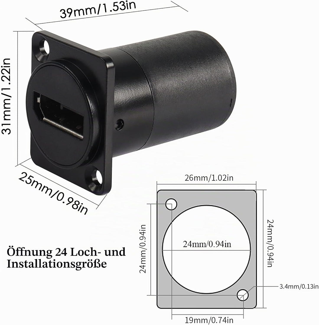 QIANRENON DP1.4 Panel Montage Adapter Anschluss 8K@60HZ Displayport DP Buchse auf Buchse Panel Gerad