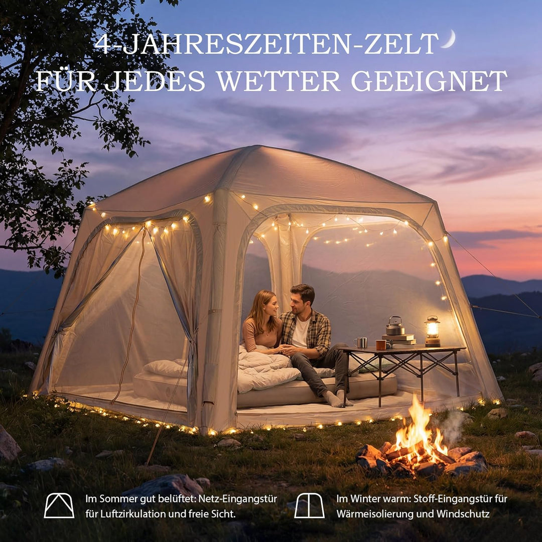 Ytaoeo Aufblasbares Zelt Camping Pavillon mit Luftpumpe Abnehmbarer Türvorhang Aufblasbares Campingz