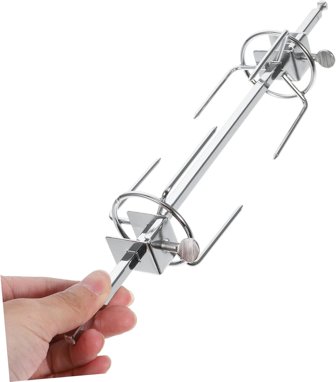 ANDRESLAD 1Satz Edelstahl Drehspiess Set für Grill und BBQ Rotisserie für Hähnchen Fisch und Fleisch