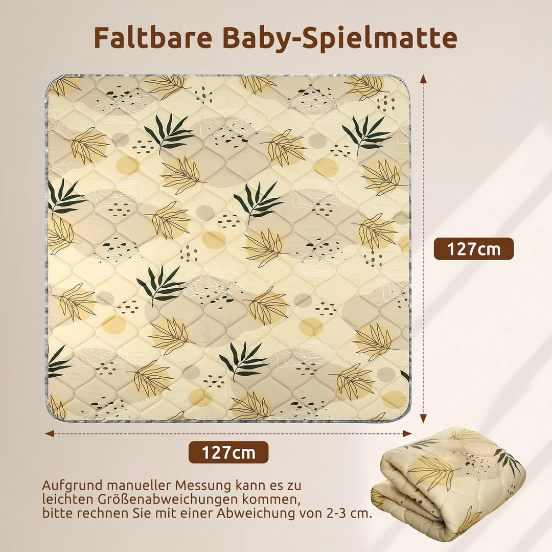 Baby Spielmatte 127x127cm Krabbelmatte, Dicke Weiche Polsterschaum Krabbeldecke für Babys und Kleink