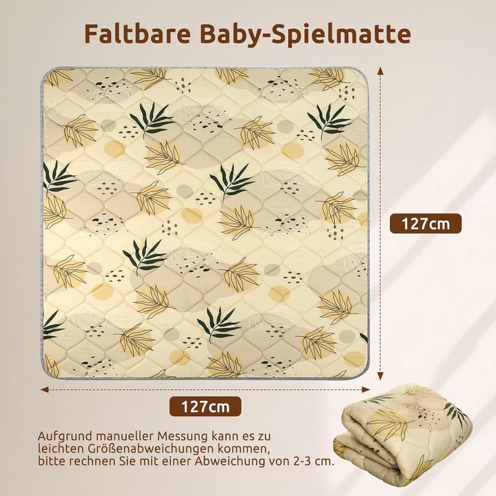 Baby Spielmatte 127x127cm Krabbelmatte, Dicke Weiche Polsterschaum Krabbeldecke für Babys und Kleink