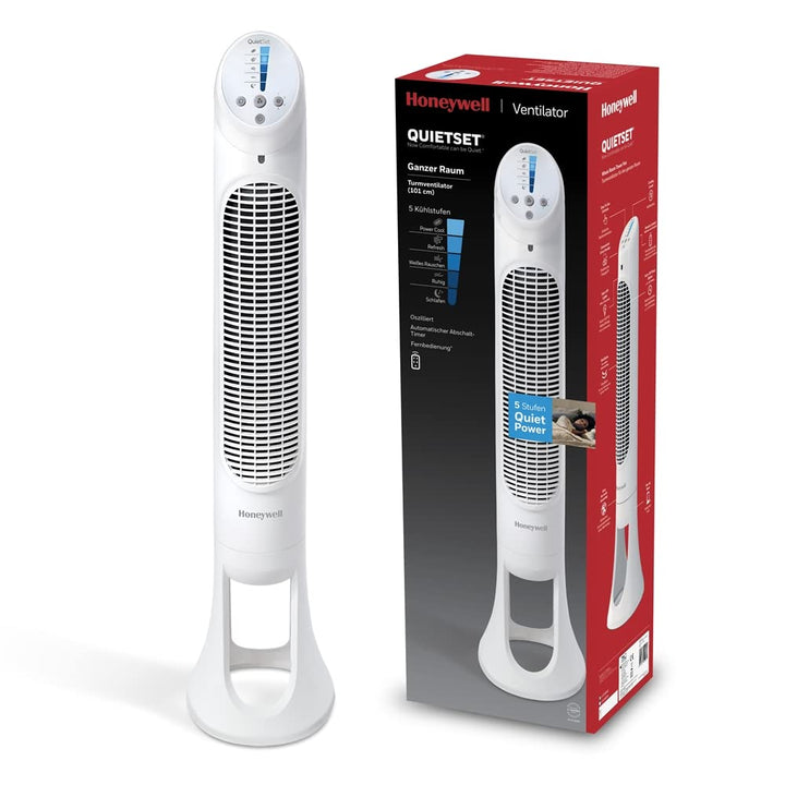 Honeywell QuietSet Oszillierender Turmventilator für den ganzen Raum (5 Geschwindigkeitseinstellunge