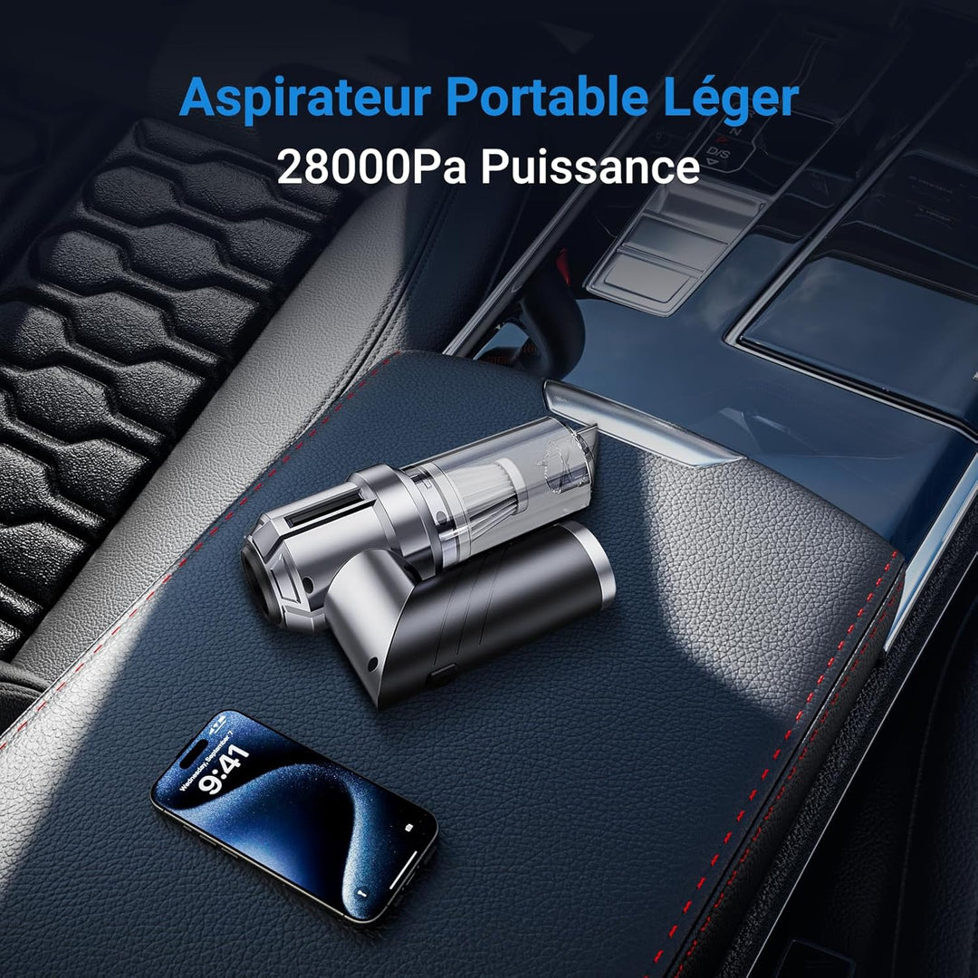 Handstaubsauger, 28000Pa Handstaubsauger Akku, 3 in 1 Faltbar Autostaubsauger, Mini Staubsauger mit