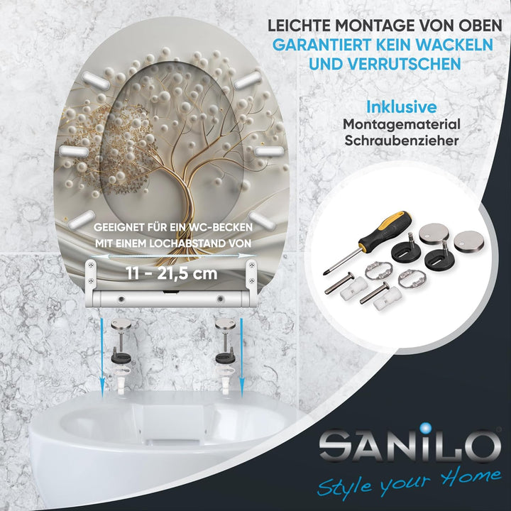 Sanilo WC Sitz mit Absenkautomatik, viele neue Toilettendeckel zur Auswahl, hochwertige Oberfläche,