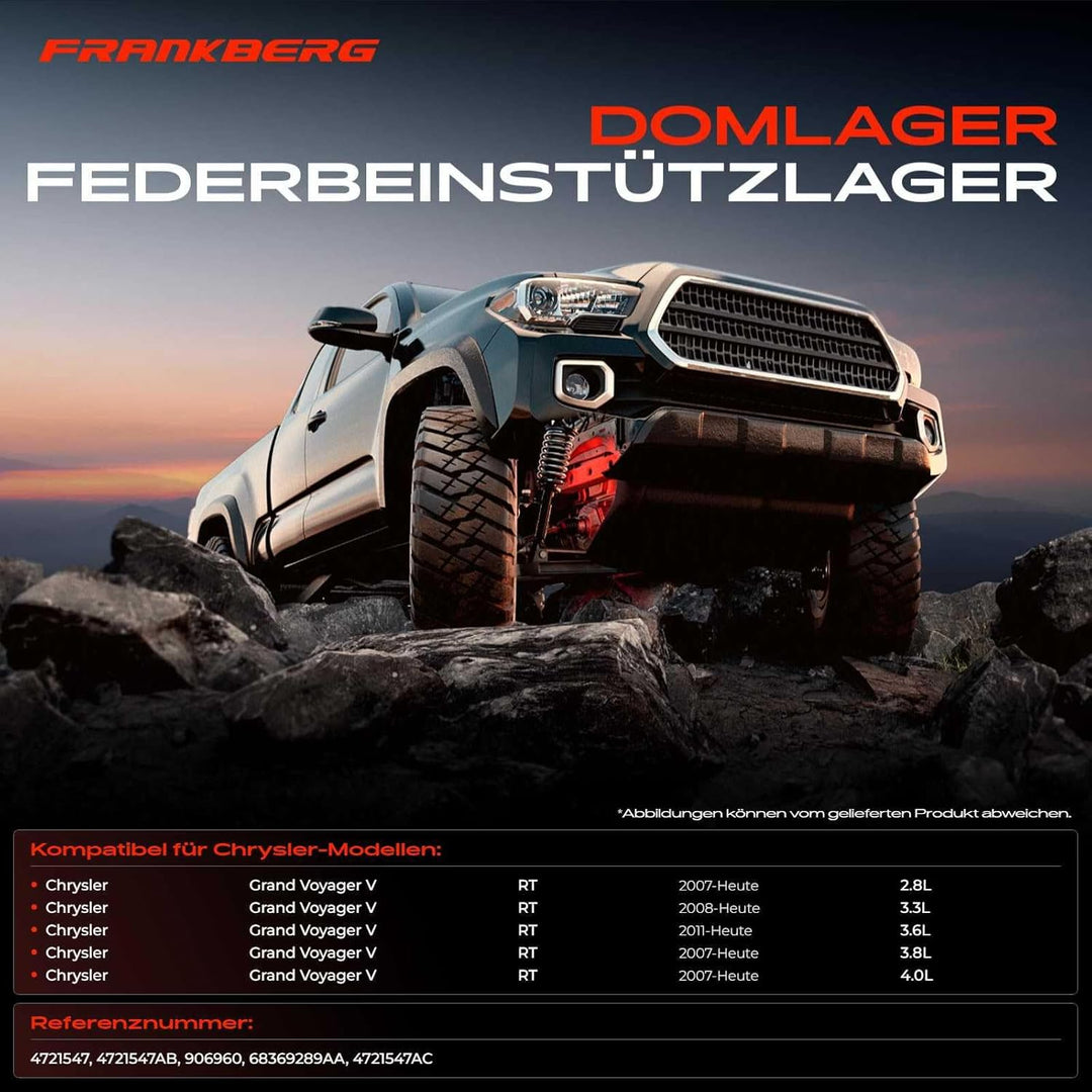 Frankberg Federbeinstützlager Vorderachse Links Rechts Kompatibel mit Grand Voyager V RT Van 2008-20