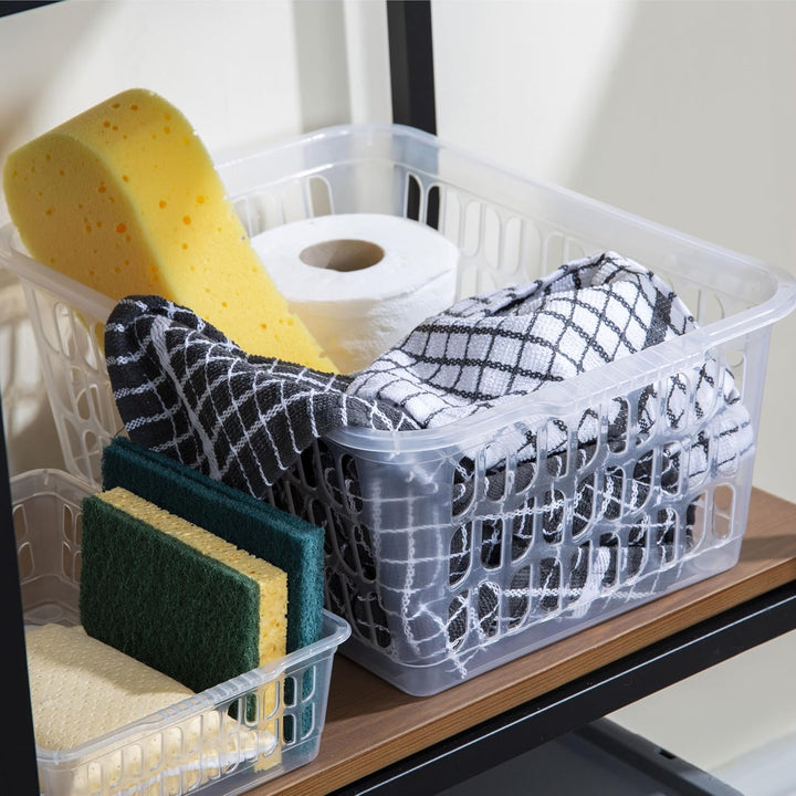 #11 12x Aufbewahrungskorb - transparent - 37 x 26 - Körbchen - Kunststoffkorb - Organizer - Ordnung