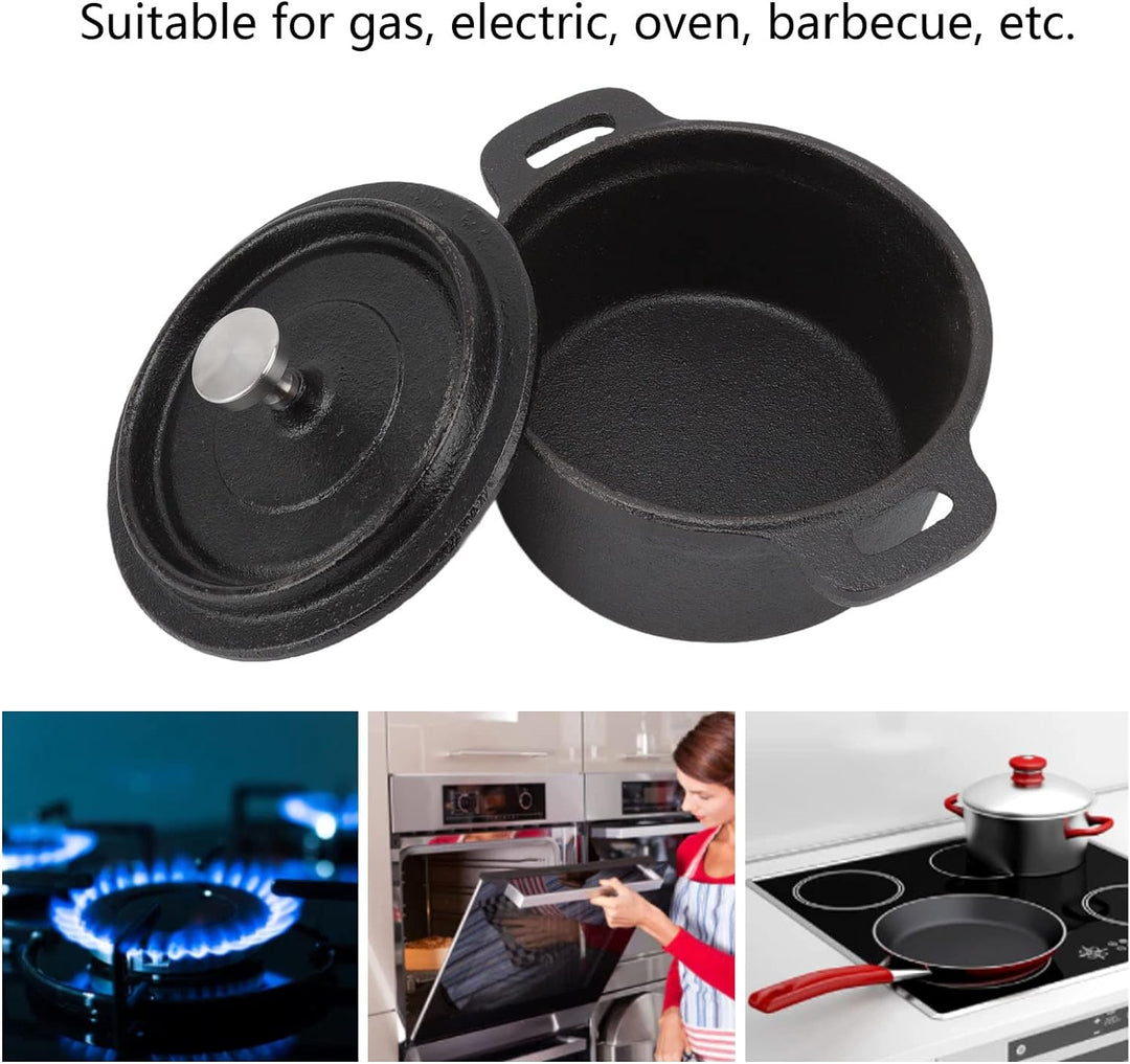Verdickter, ergonomischer Griff, isolierter Gusseisen-Kochtopf mit Deckel, Dutch Oven, doppelte Kera