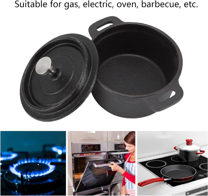 Verdickter, ergonomischer Griff, isolierter Gusseisen-Kochtopf mit Deckel, Dutch Oven, doppelte Kera