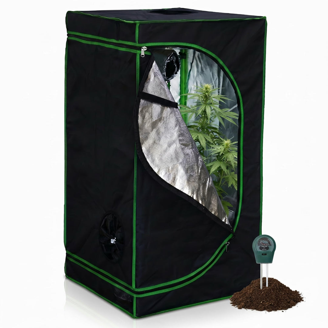 Mucola Growzelt 60x60x120 cm Set mit 3-in-1 Messgerät Zuchtzelt für Hydrokulturen zur Pflanzenzucht