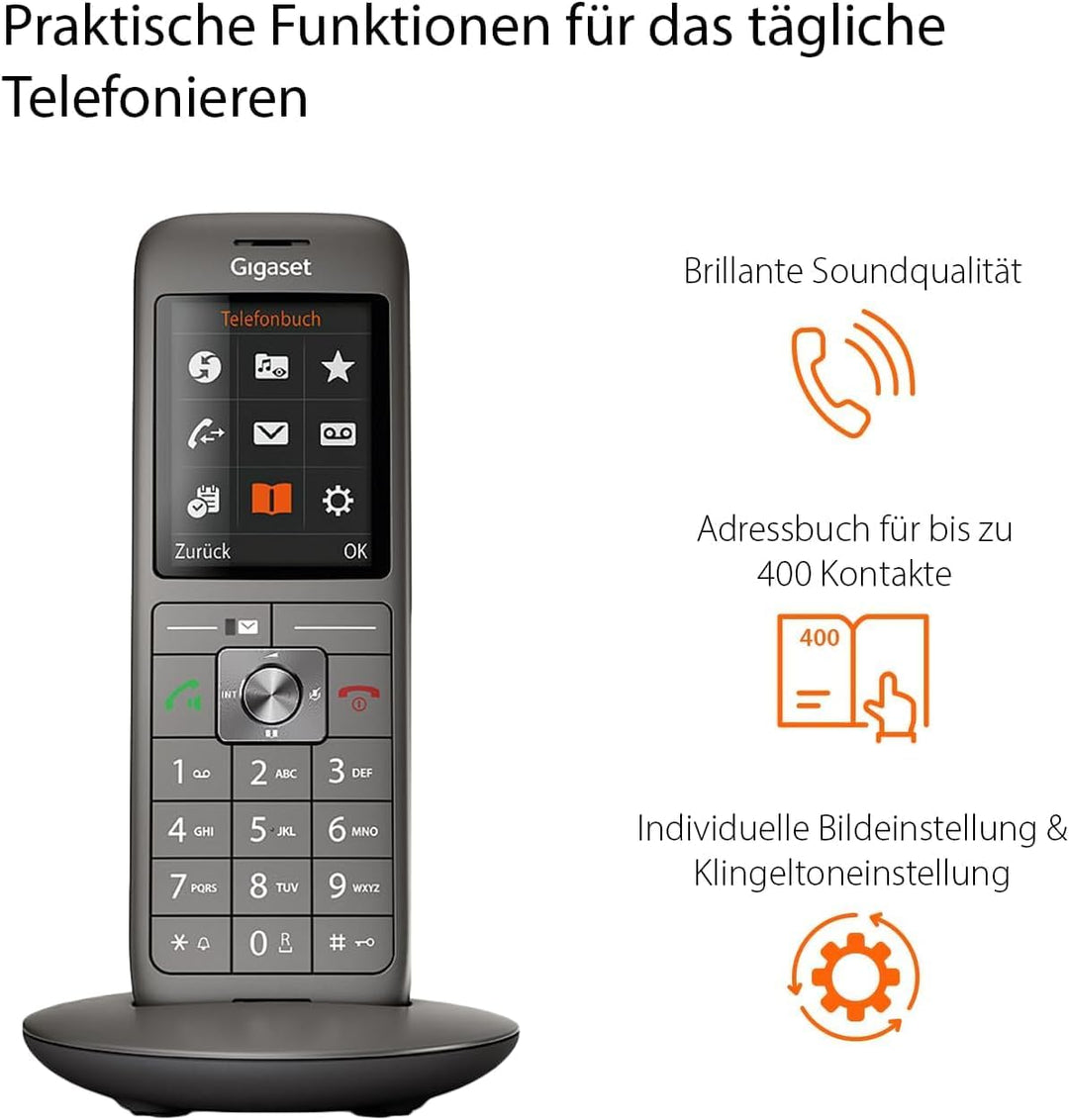 Gigaset CL660A - Schnurloses DECT-Telefon mit Anrufbeantworter und grossem TFT-Farbdisplay - moderne
