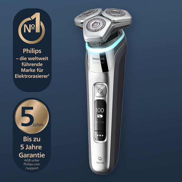 Philips Shaver S9000 – Elektrischer Nass-& Trockenrasierer für Männer, Dunkelchrom, Lift & Cut Syste