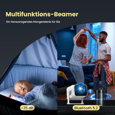 Hauskit Mini Beamer 4K, Mini Projektor mit WiFi und Bluetooth, Kurzdistanzprojektor mit automatische