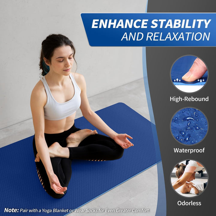 CAMBIVO Yoga Matte 183cm x 61cm, 8mm Dicke Pilates Matte Gymnastikmatte Rutschfest & Gepolstert,Yoga