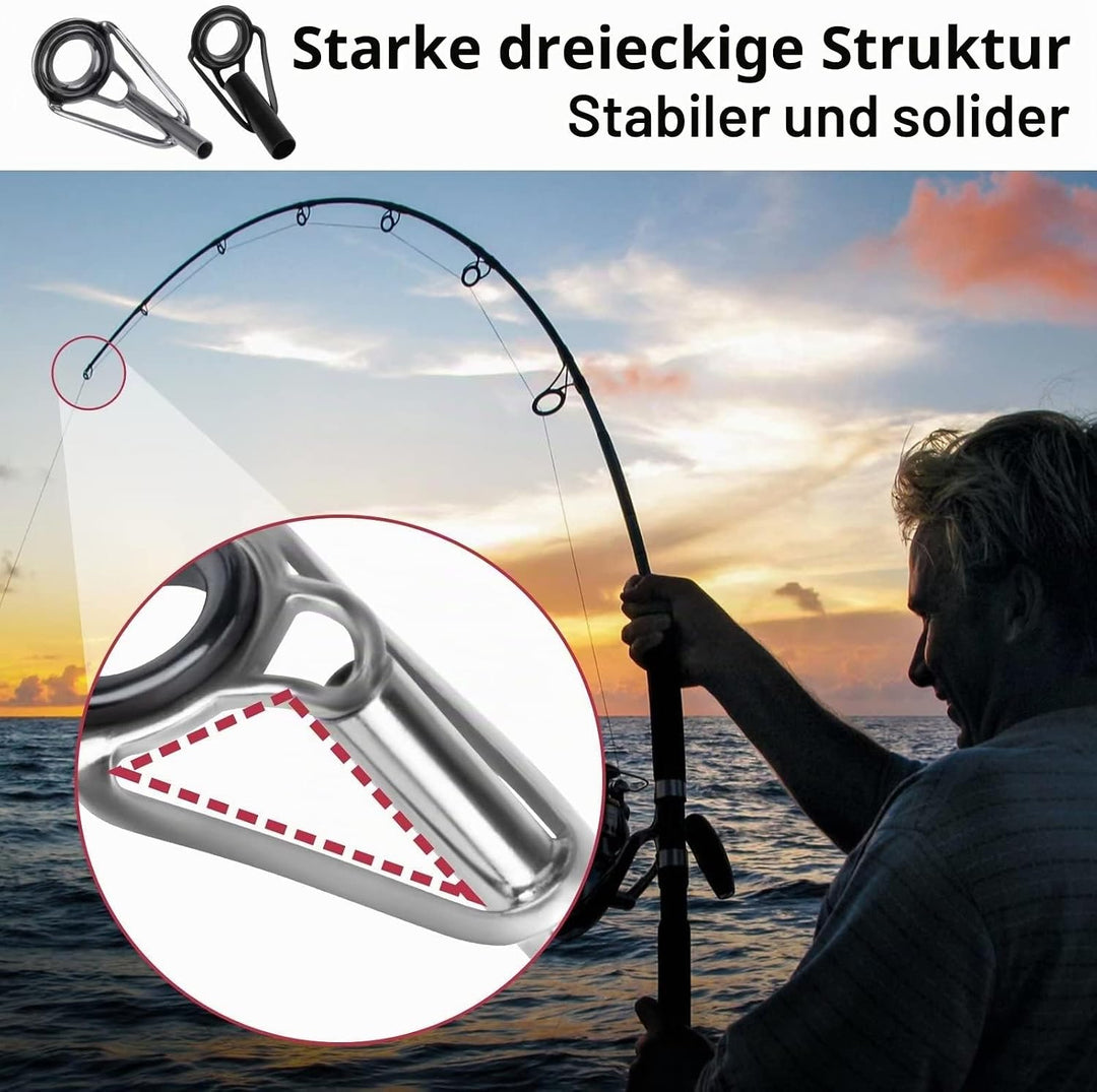 THKFISH Angelrute Reparatur Spitzenring Rutenring Angelrutenteile Tip Tops Edelstahl Keramik Spitzen