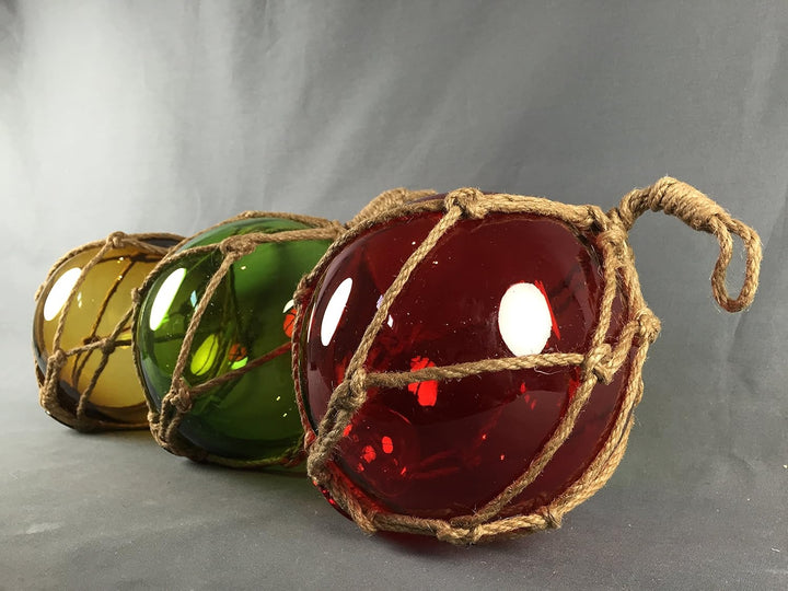 Buddel-Bini Deko - Fischerkugel aus Glas Basic in grün mit Tauwerk - Verschiedene Grössen 17 cm, 17