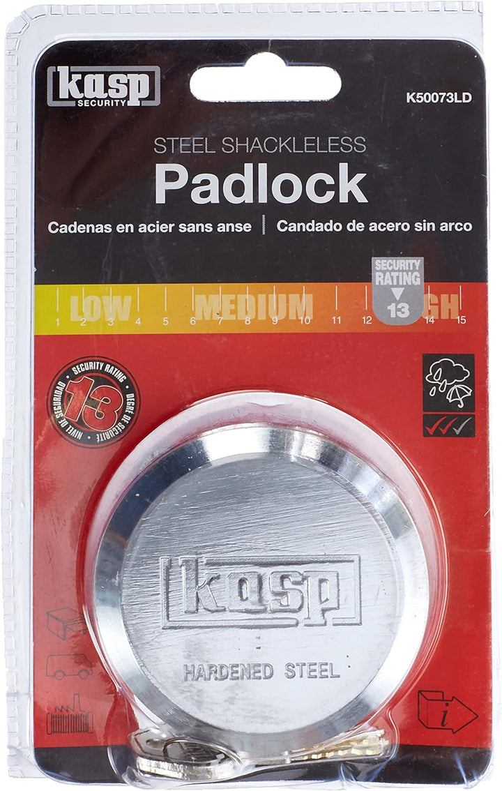 Kasp Stahlschloss, bügellos, Silber, K50073LD, 73 mm (B)
