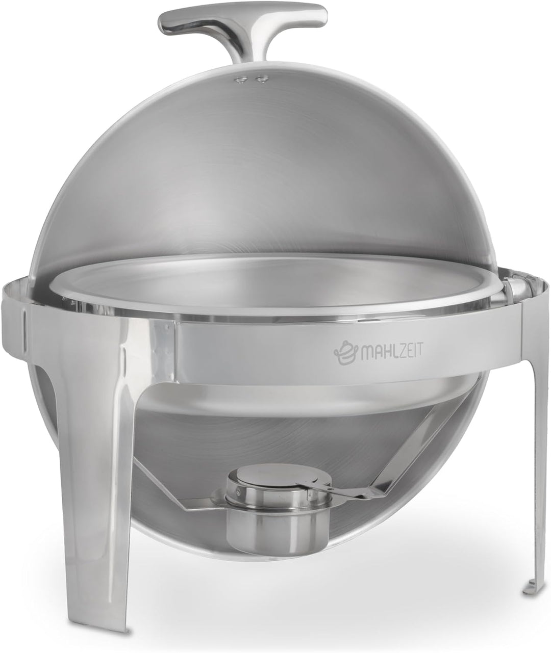 Mahlzeit Edelstahl Chafing Dish mit Rolltop 6 Liter | Speisenwärmer rund, Wärmebehälter, Bain Marie