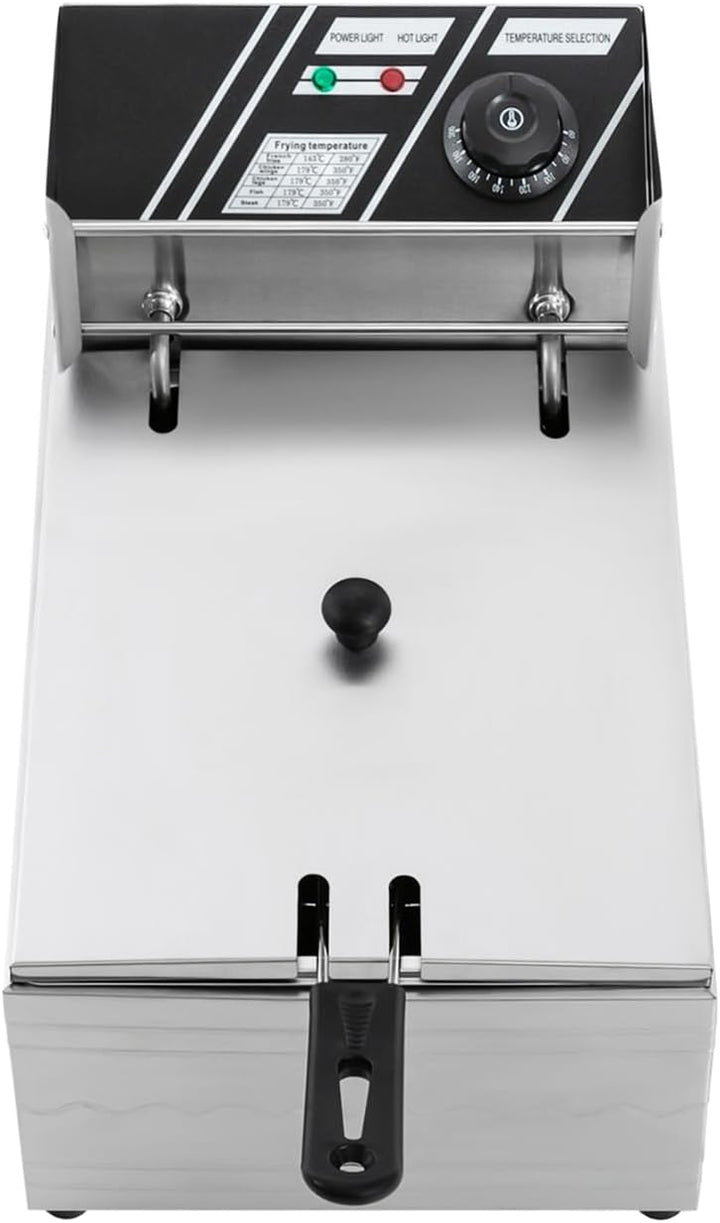 Kommerzielle Fritteuse 2500W mit Einzeltank & Deckel Elektrische Friteuse, Fritteuse mit öl Temperat
