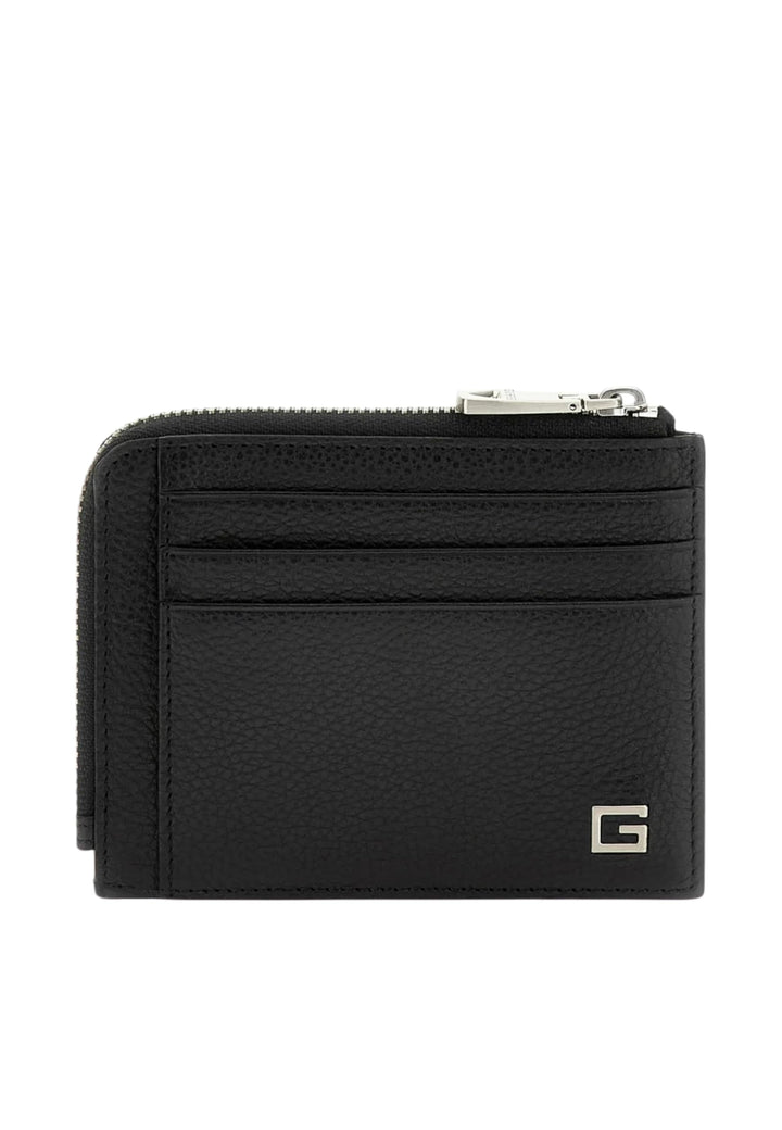Guess Zurigo Multiple Leder-Kartenetui, Schwarz