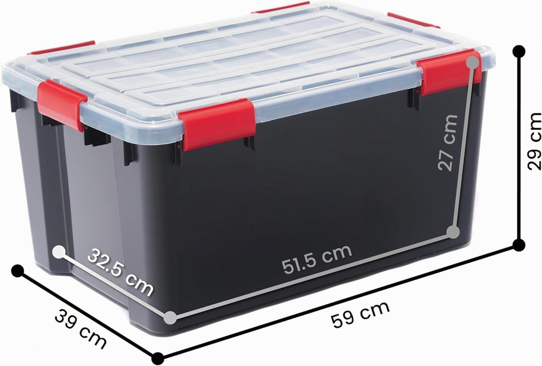 Iris Ohyama, Wasserdichte Aufbewahrungsboxen aus Kunststoff mit 50-Liter-Deckel, 4er-Set, BPA-frei,