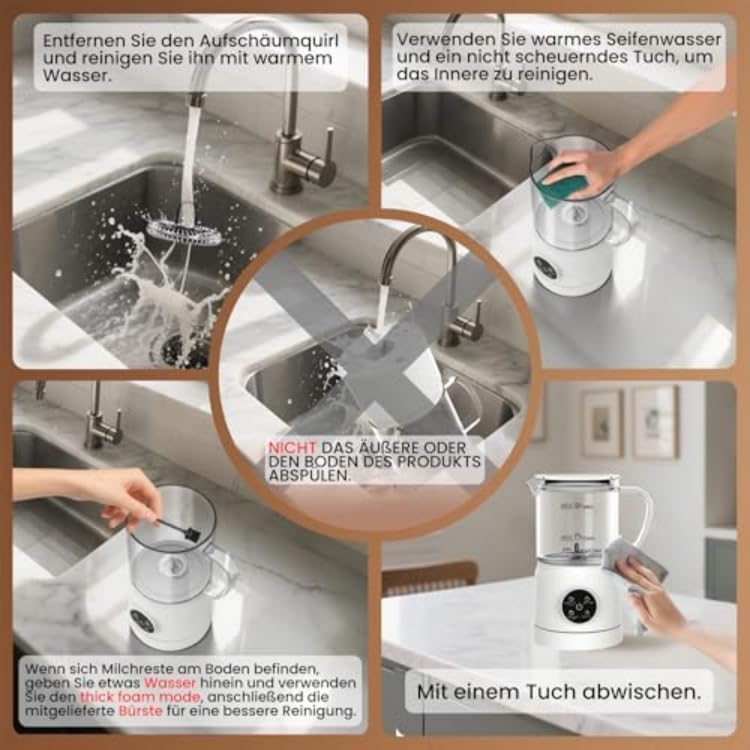 4 in 1 Milchaufschäumer Elektrisch und Milchwärmer, Automatische Milchschäumer für Heiss &amp; Kalt, Ele