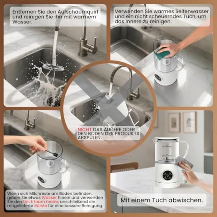 4 in 1 Milchaufschäumer Elektrisch und Milchwärmer, Automatische Milchschäumer für Heiss &amp; Kalt, Ele