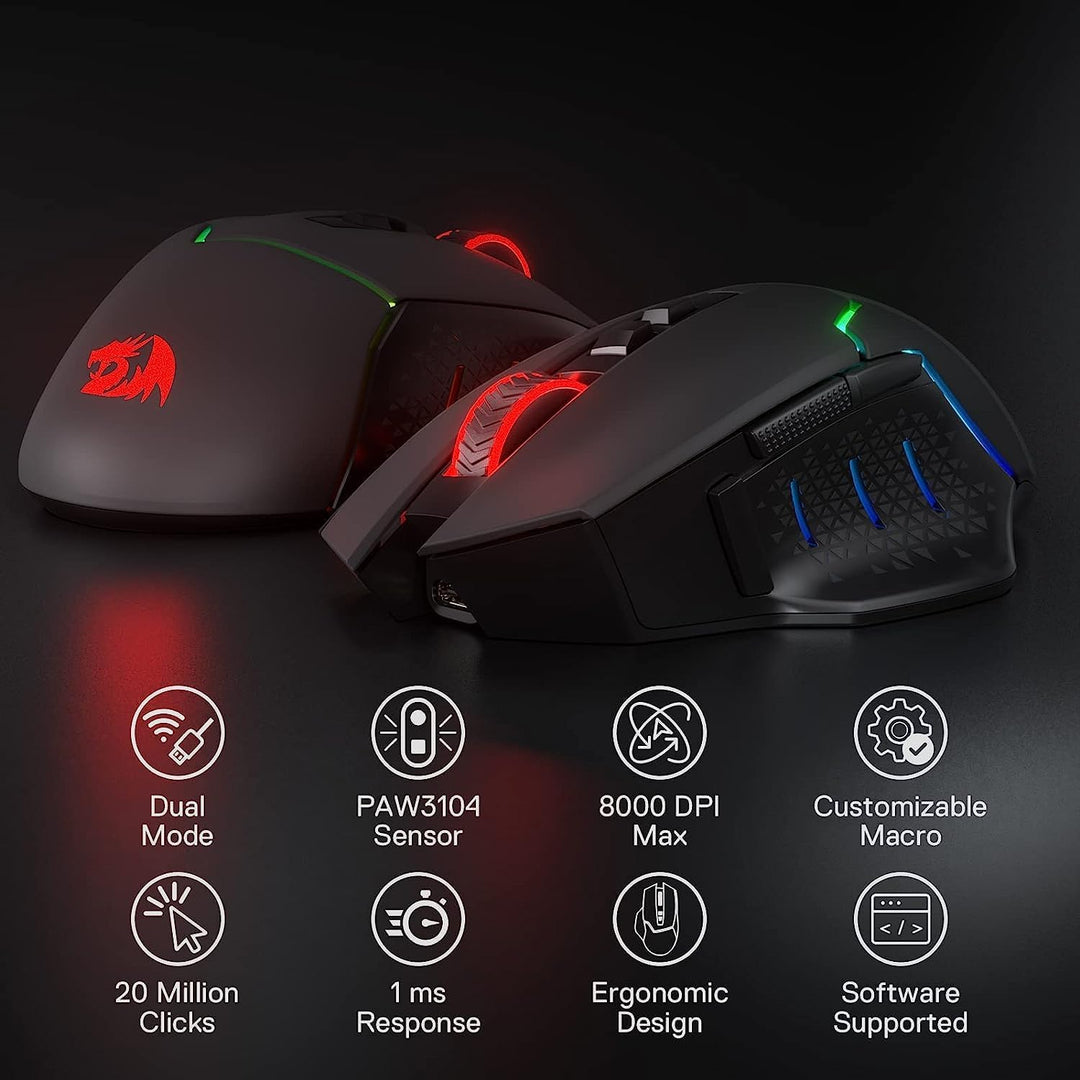 Redragon M690 PRO Kabellose Gaming-Maus, 8000 DPI kabelgebundene/kabellose Gaming-Maus mit Schnellfe