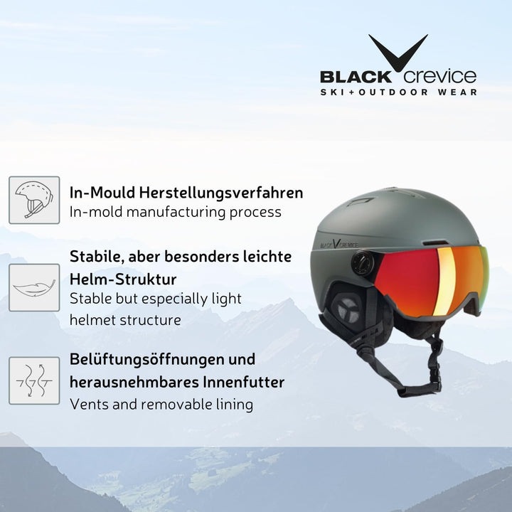 BLACK CREVICE Ersatzvisier mit Vollschutz I Skihelm-Ersatzvisier für Skihelm Arlberg &amp; Gstaad &amp; Saal