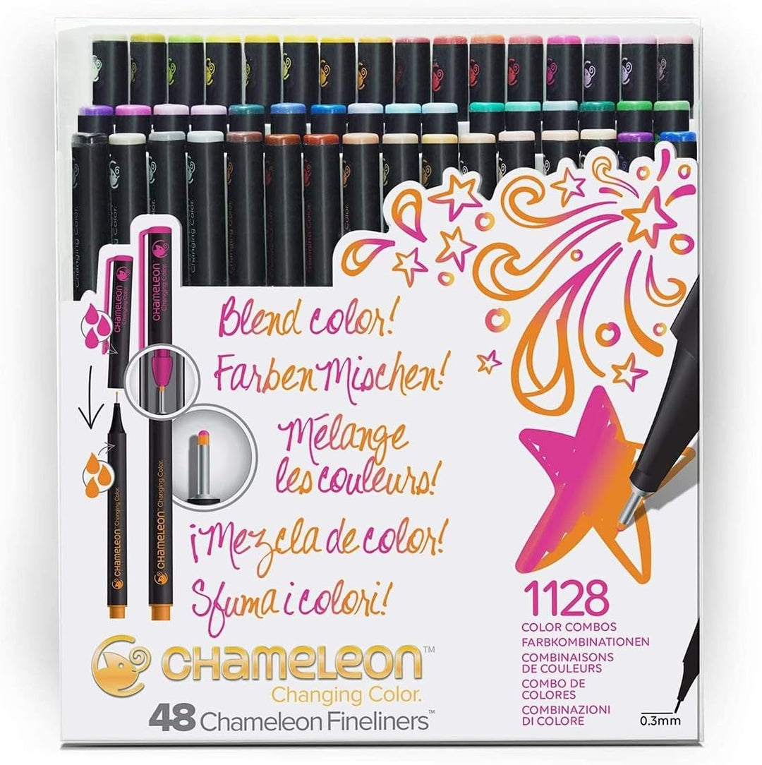 Chameleon Fineliners Brillantfarben – 48 Stück Glänzend, Glänzend