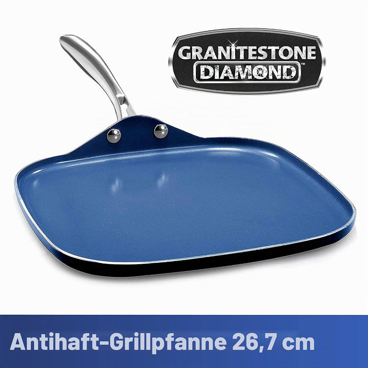 Granitestone Antihaftbeschichtete 10,5-Zoll-Grillpfanne/Flachgrill mit extrem haltbarer, dreifach be